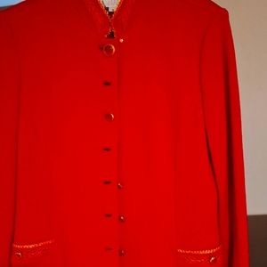 St. John, red n Gold suit